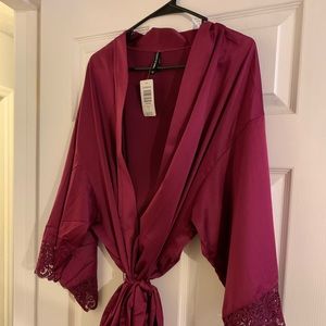 Magenta silk robe
